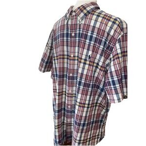Ralph Lauren XXL Classic Fit Plaid Button Down Short Sleeve Shirt Lightweight